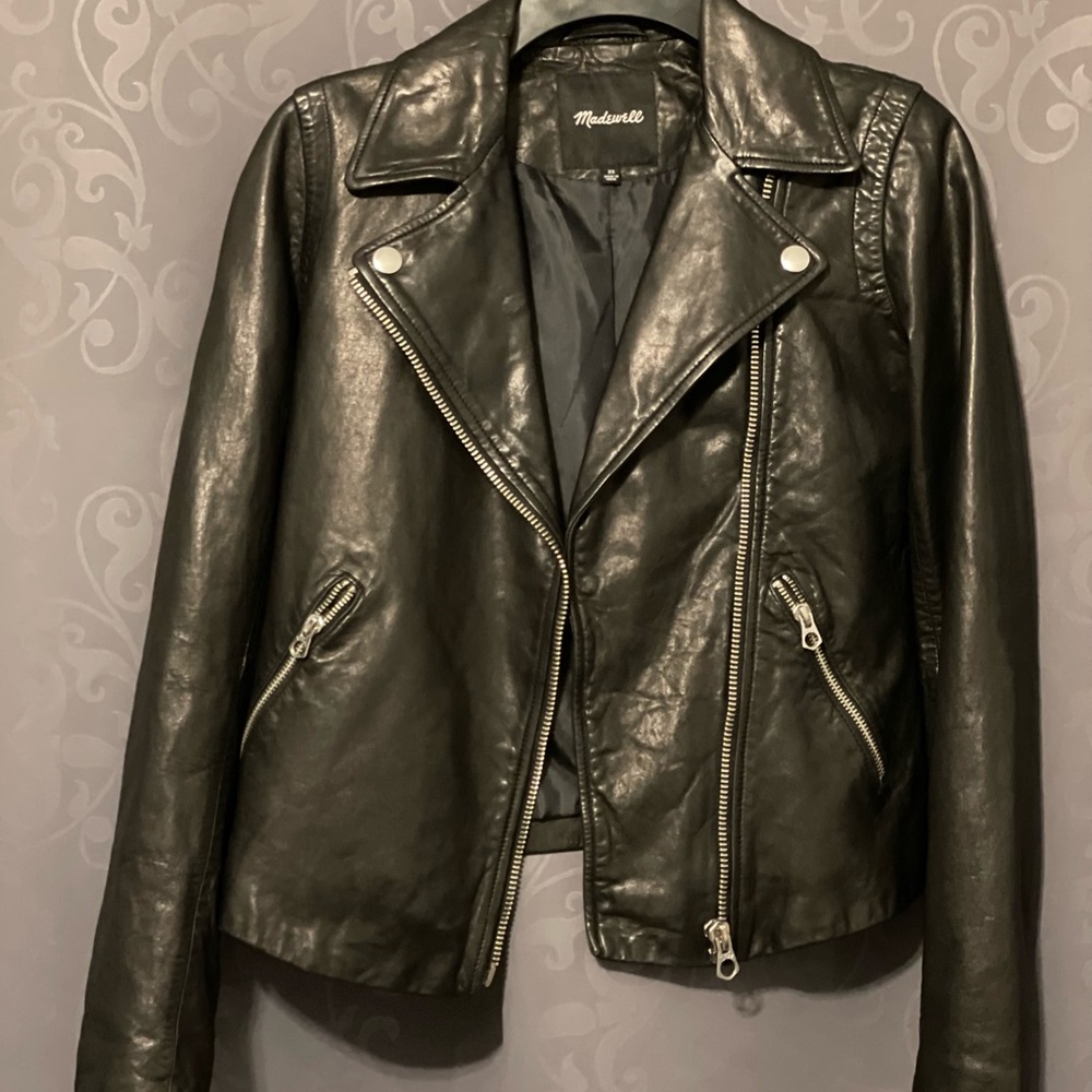 MADEWELL Washed Leather Motorcycle Jacket NWOT - Picture 4 of 15